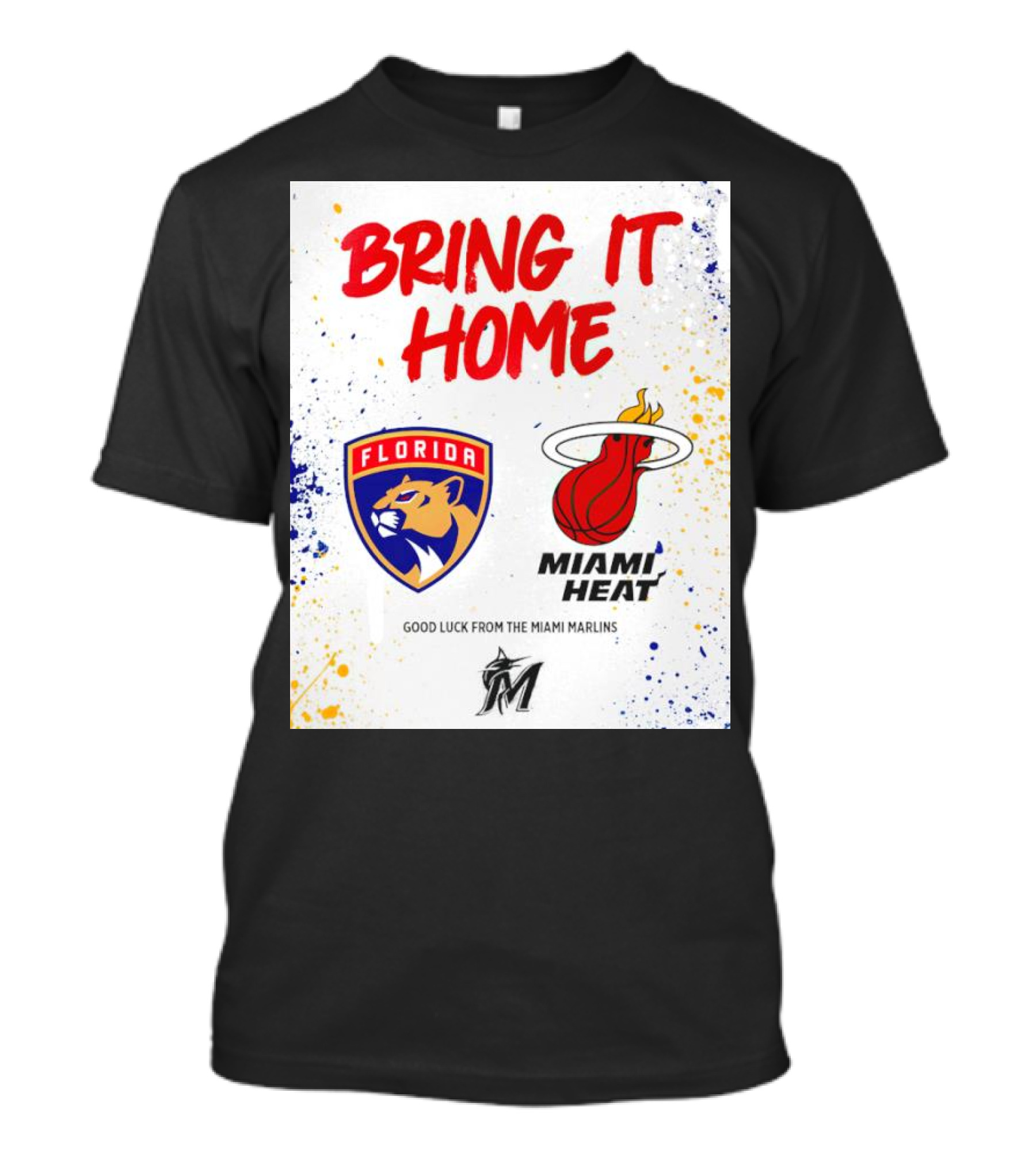 Bring It Home Florida Panthers Miami Heat Good Luck From Miami Marlins T-Shirt