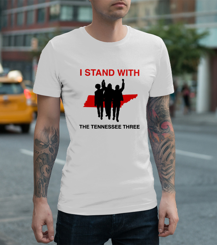 I Stand With the Tennessee Three Red Silhouette Map T-Shirt