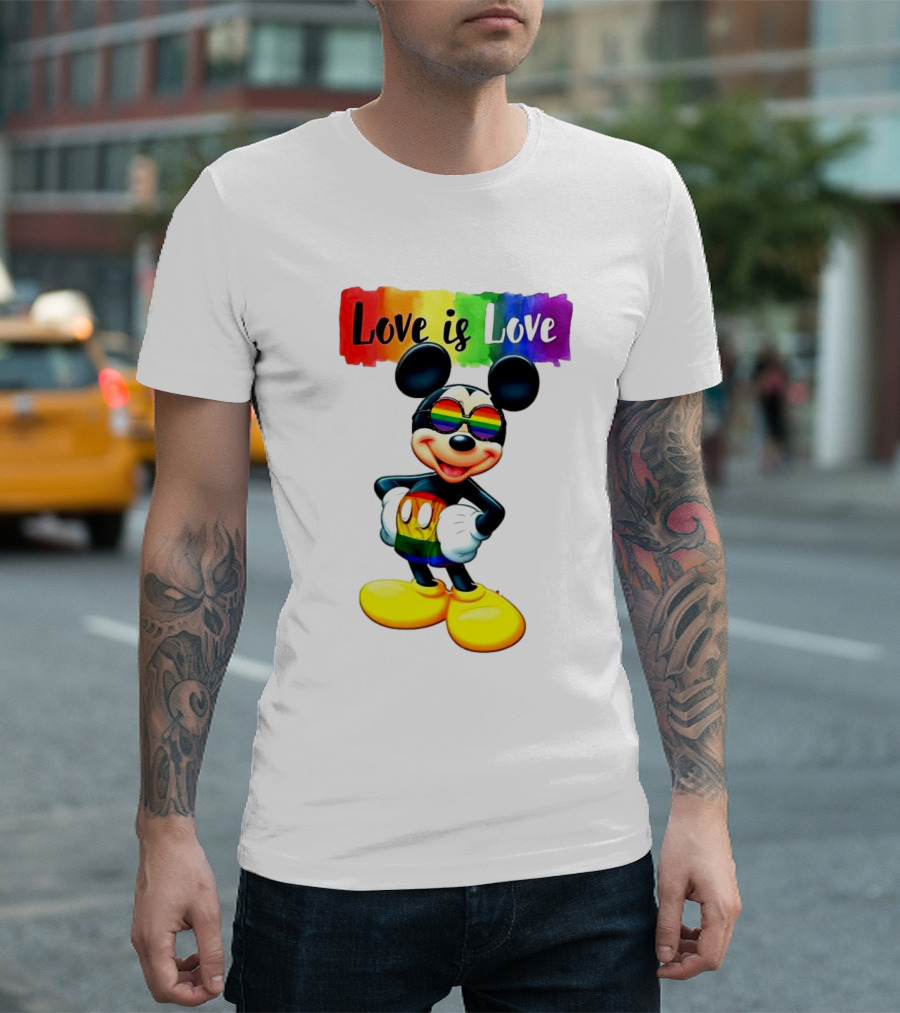 Mickey Mouse Love is Love Rainbow Happy Pride T-Shirt