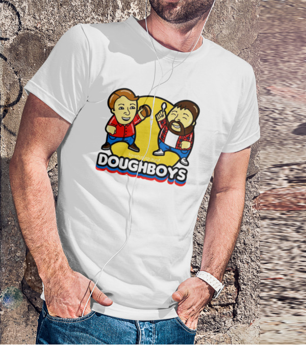 Doughboys Podcast Cartoon Characters Holding Food Items T-Shirt