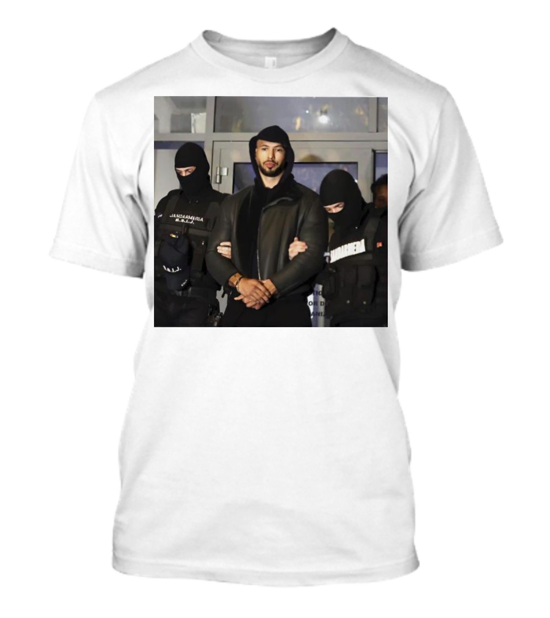 Andrew Tate Arrest With Police In Black Tactical Gear T-Shirt