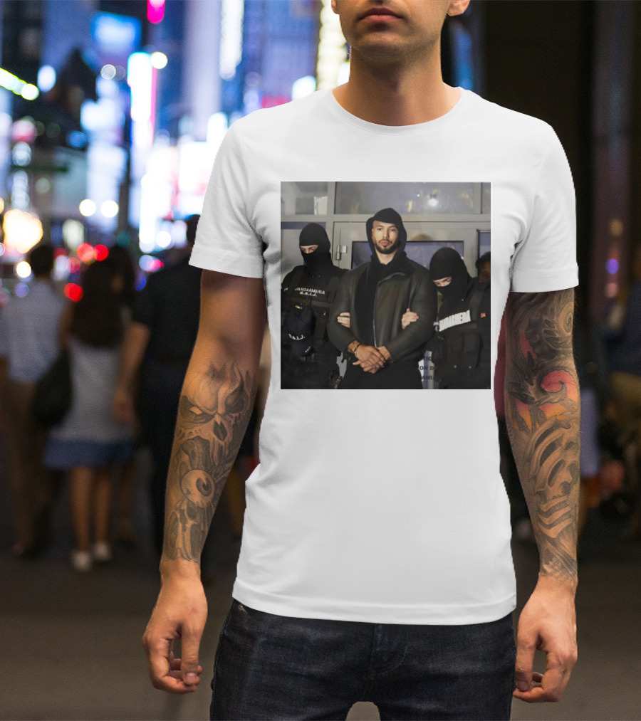 Andrew Tate Arrest With Police In Black Tactical Gear T-Shirt