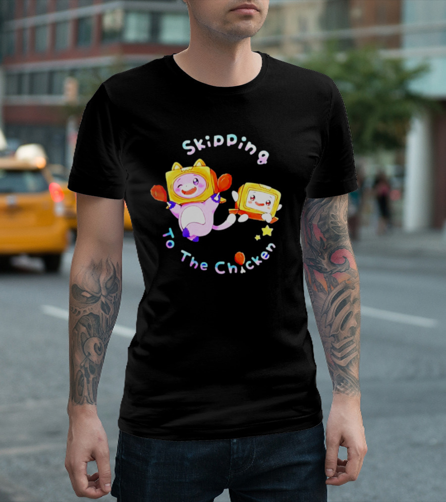 Skipping to the Chicken Lankybox Boxy and Foxy Playful Adventure T-Shirt