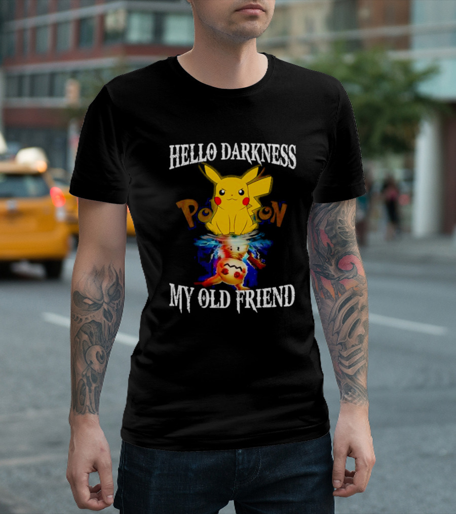 Pikachu Hello Darkness My Old Friend Reflective Mimikyu Pokedex T-Shirt