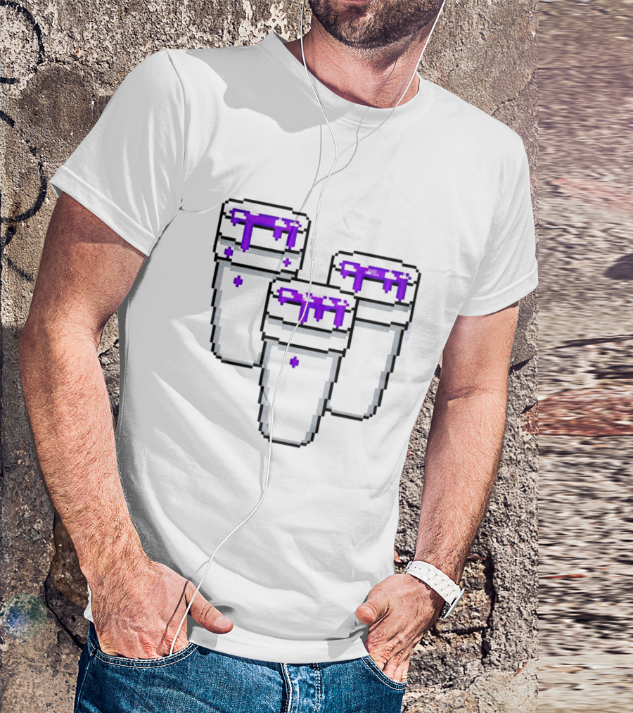 Purple Drank Three Pixelated Cups T-Shirt