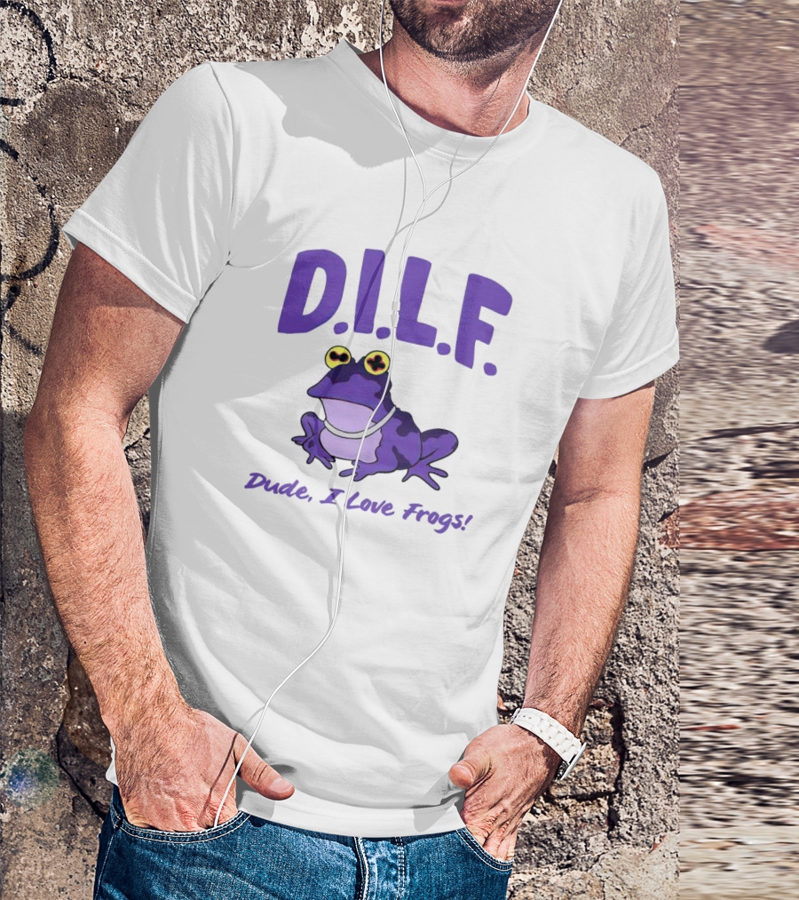 TCU Horned Frogs DILF Dude I Love Frogs Purple Cartoon Frog T-Shirt