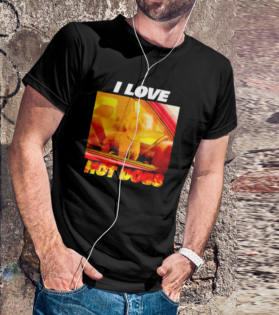 I Love Hot Dogs Dog In Car T-Shirt