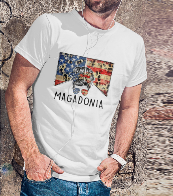 Messy Bun American Flag Magadonia T-Shirt