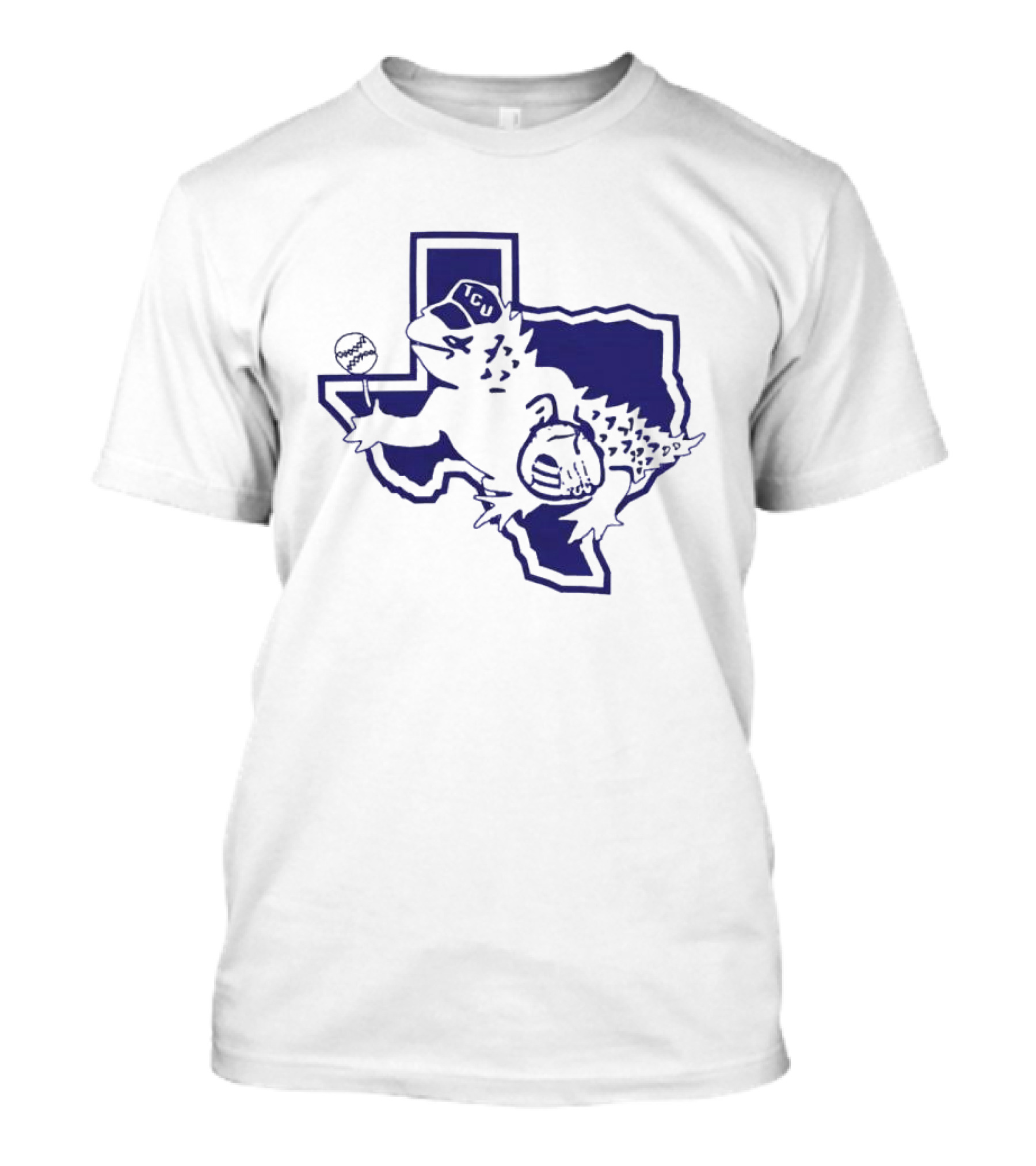 TCU Horned Frog In Texas Outline With Baseball Cap T-Shirt