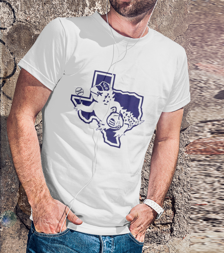 TCU Horned Frog In Texas Outline With Baseball Cap T-Shirt