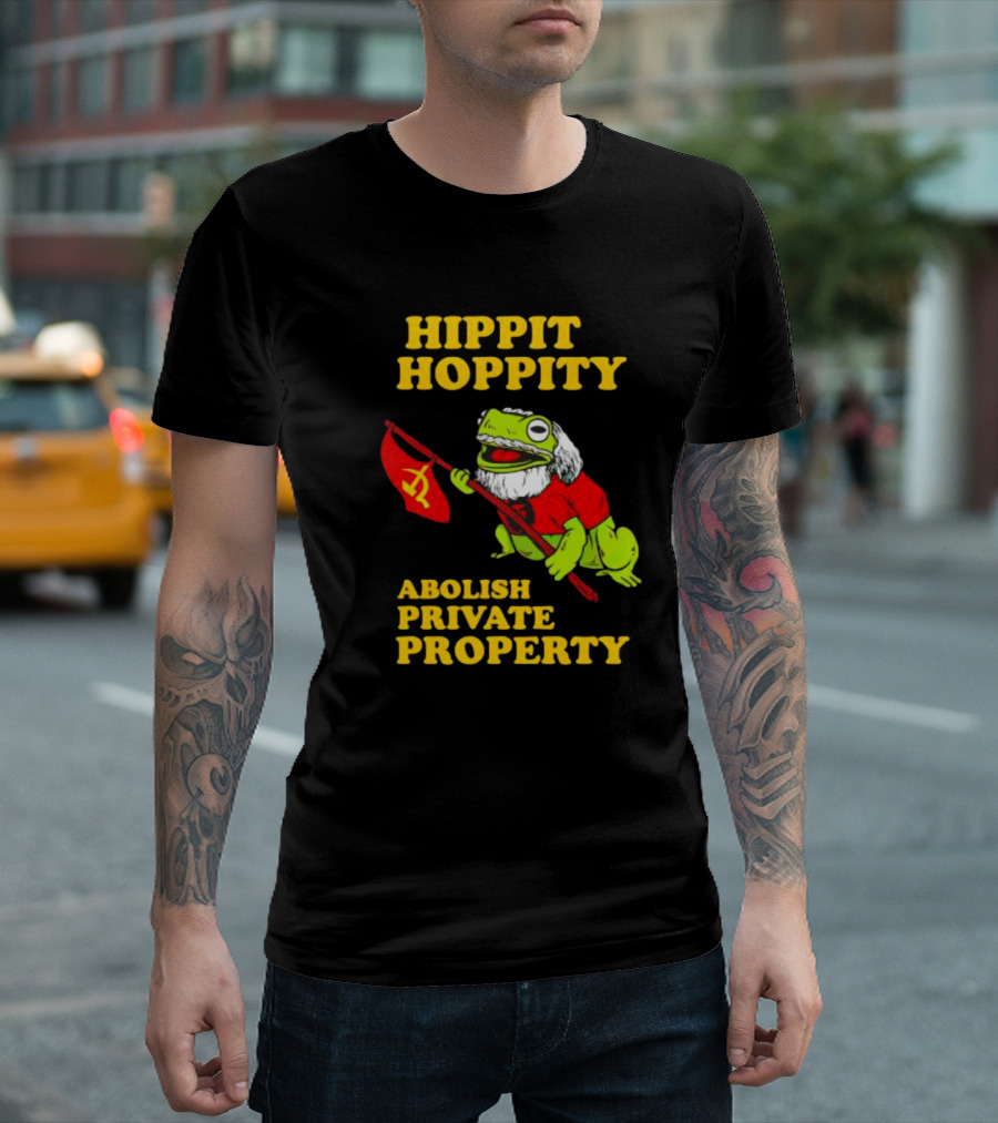 Hippity Hoppity Abolish Private Property Frogs Communist Flag T-Shirt