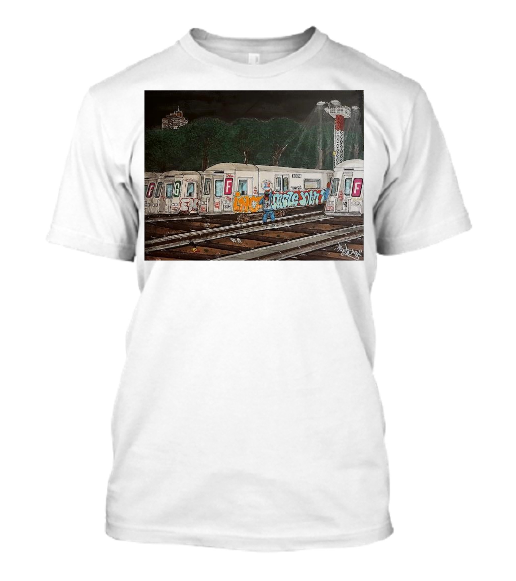 Yard Birds NYC Subway Train Graffiti Art F Line T-Shirt