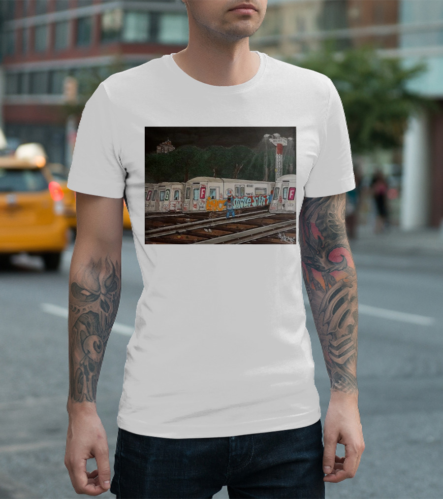Yard Birds NYC Subway Train Graffiti Art F Line T-Shirt