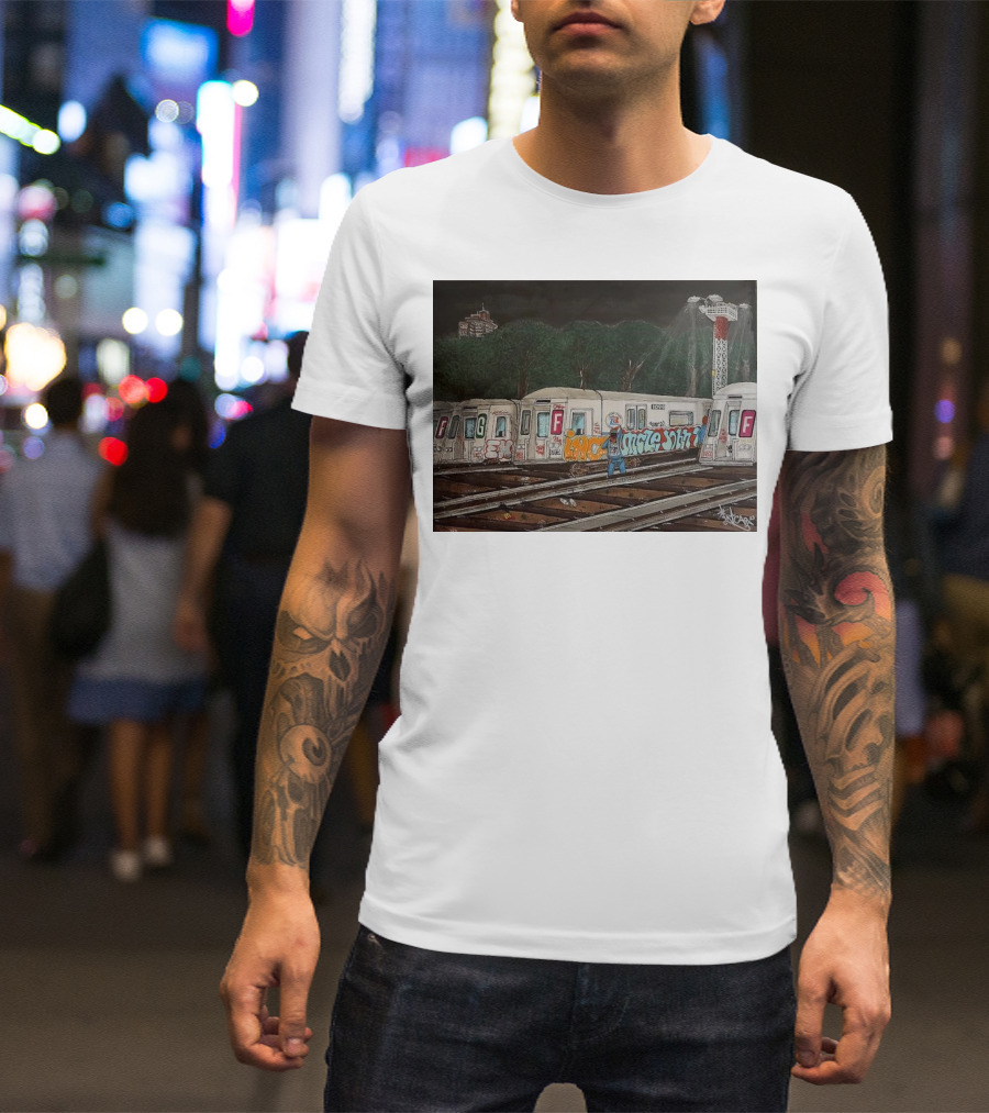 Yard Birds NYC Subway Train Graffiti Art F Line T-Shirt