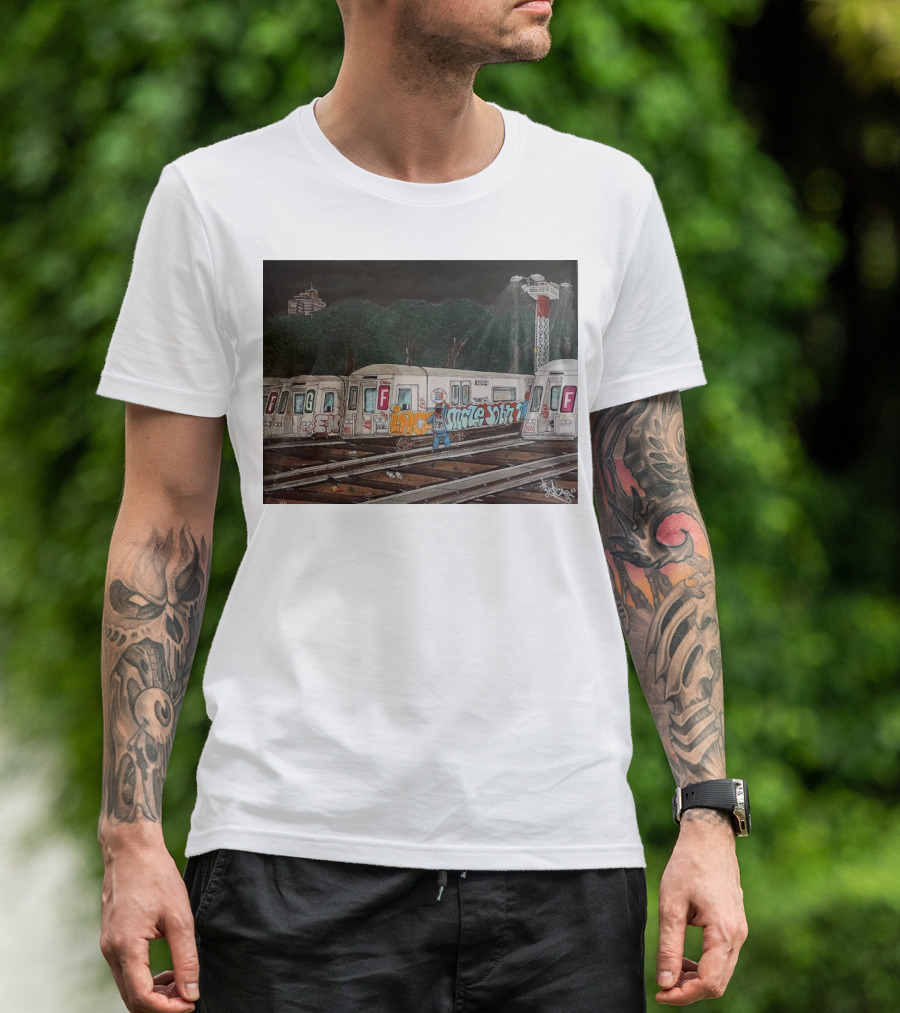 Yard Birds NYC Subway Train Graffiti Art F Line T-Shirt