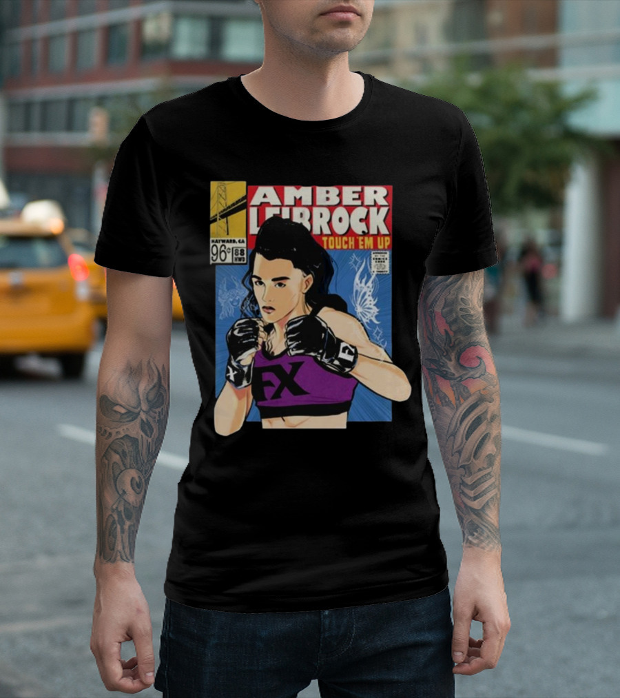 Amber Leibrock Fighter Touch Em Up Comic Style Portrait FX Gloves Hayward CA 96₵ T-Shirt