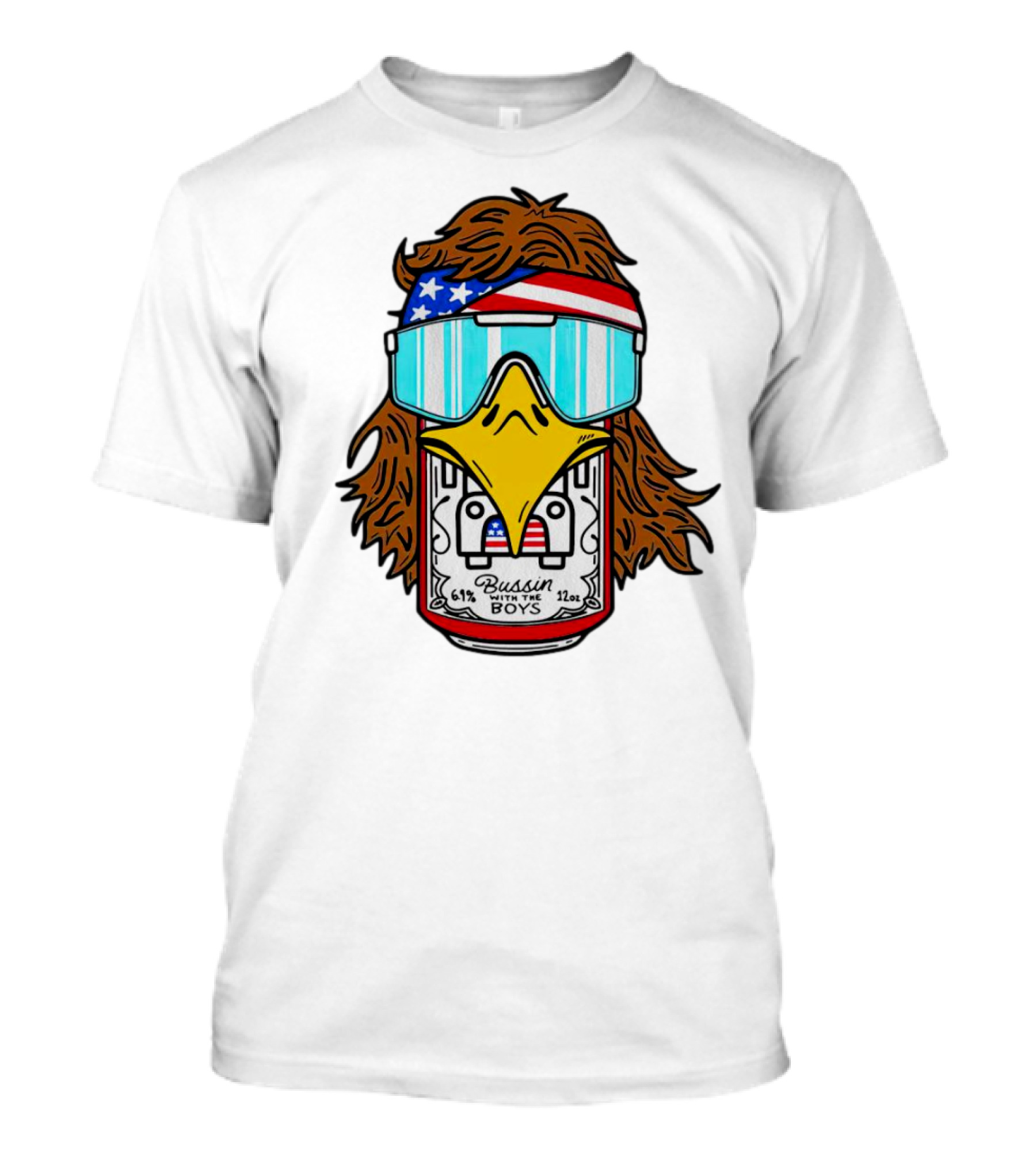 Eagle Bussin With The Boys 61% 12oz American Flag Sunglasses T-Shirt