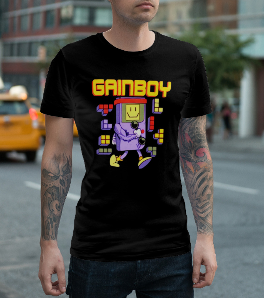 Gainboy Retro Game Character Blocks Fun T-Shirt