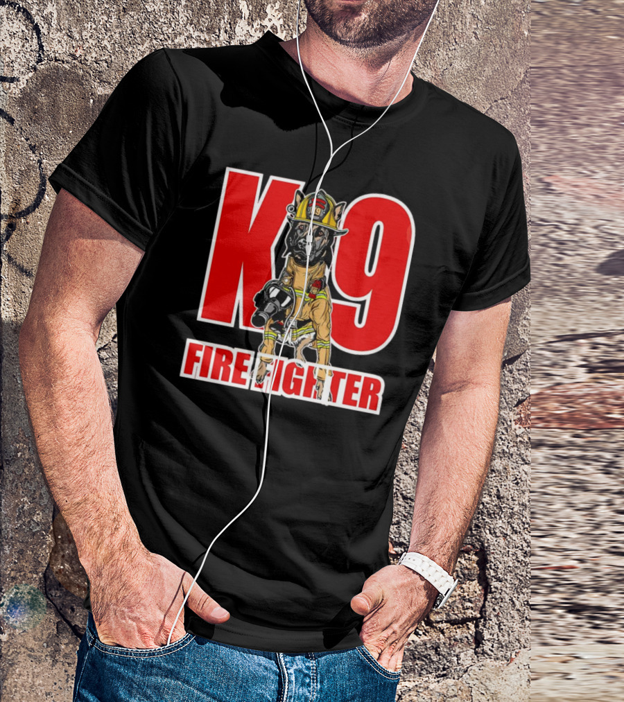 K9 Fire Fighter Dog In Firefighter Gear T-Shirt