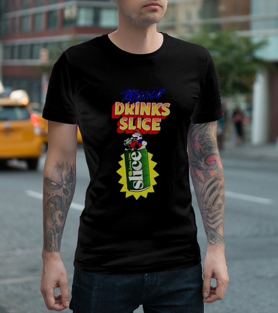 Mario Drinks Slice Lemon Lime Iconic Crossover T-Shirt