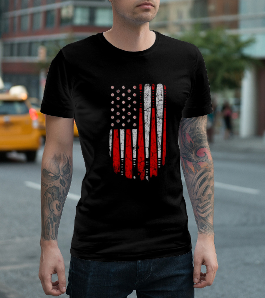 Minnesota Twins American Flag Baseball Bat T-Shirt
