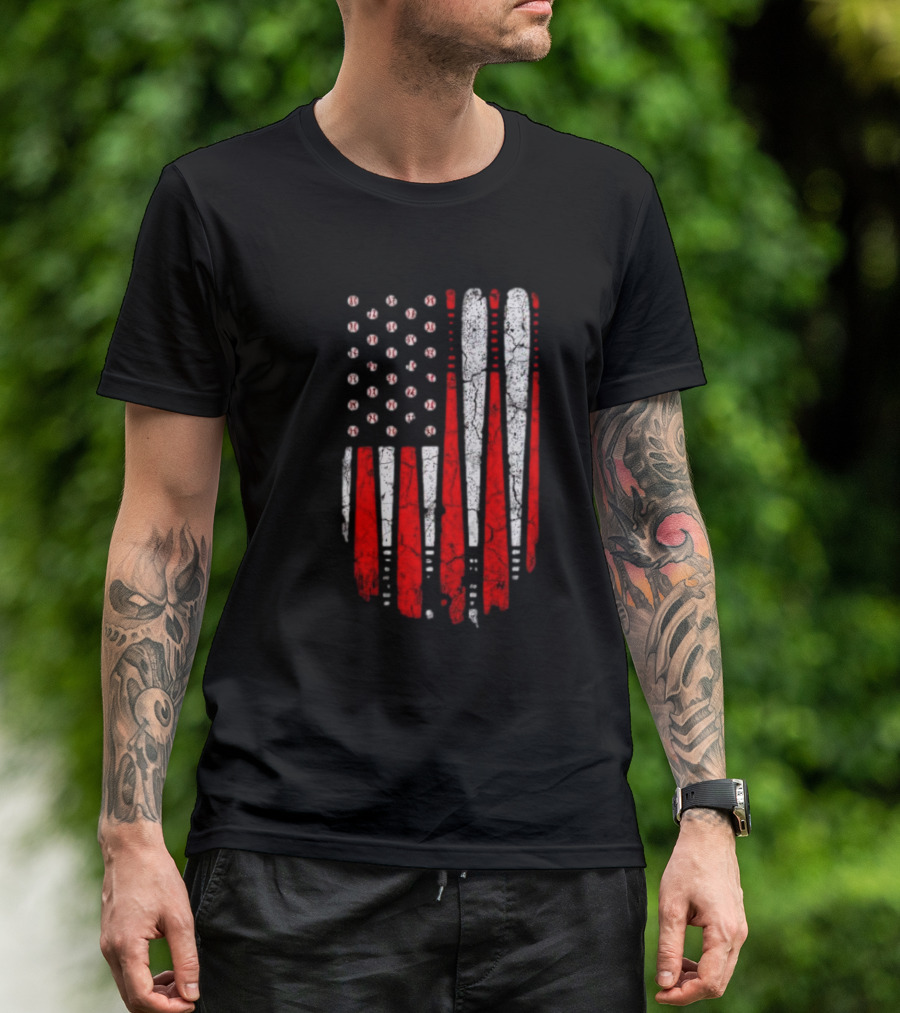 Minnesota Twins American Flag Baseball Bat T-Shirt