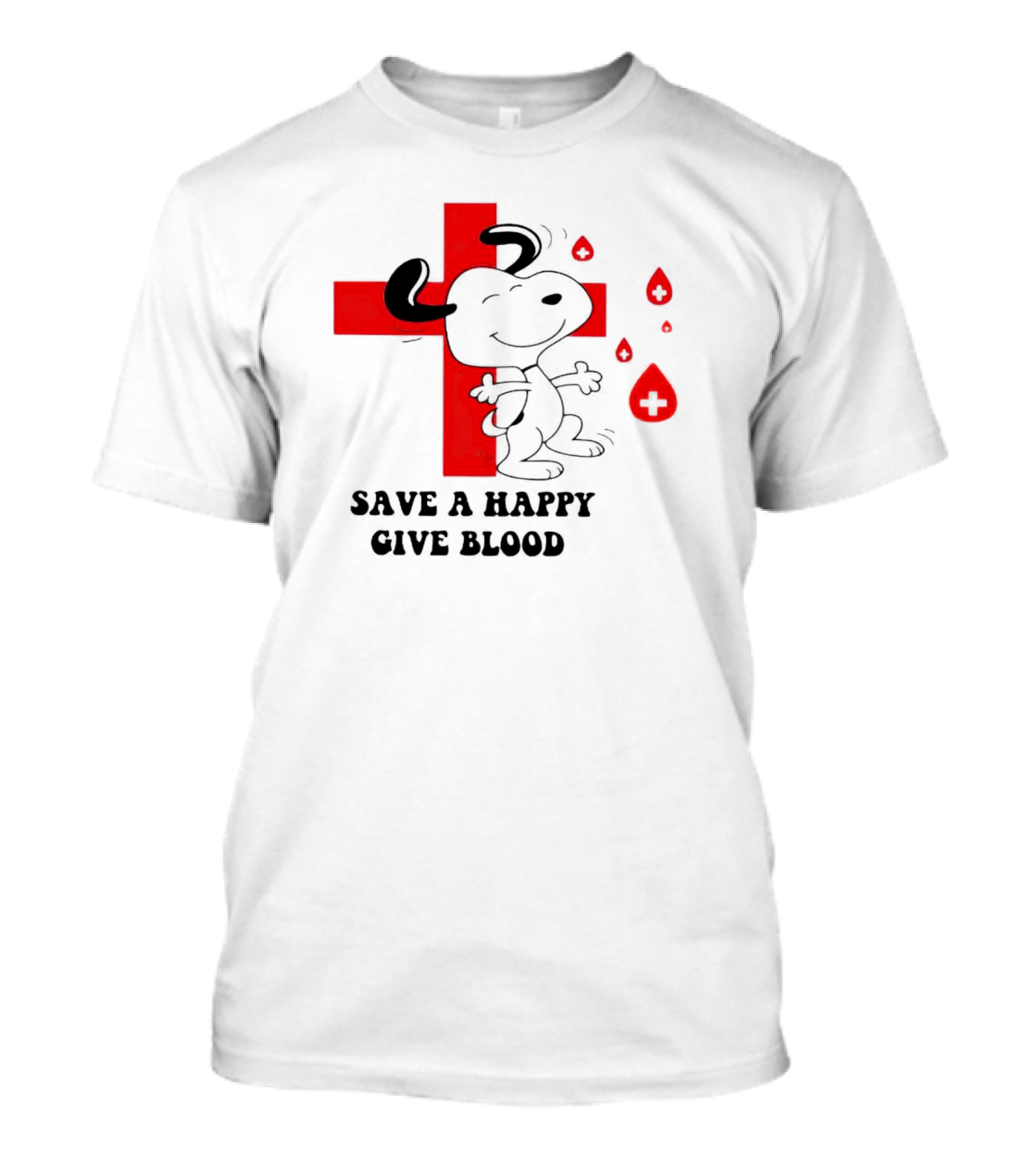 Save A Happy Give Blood Snoopy Red Cross T-Shirt