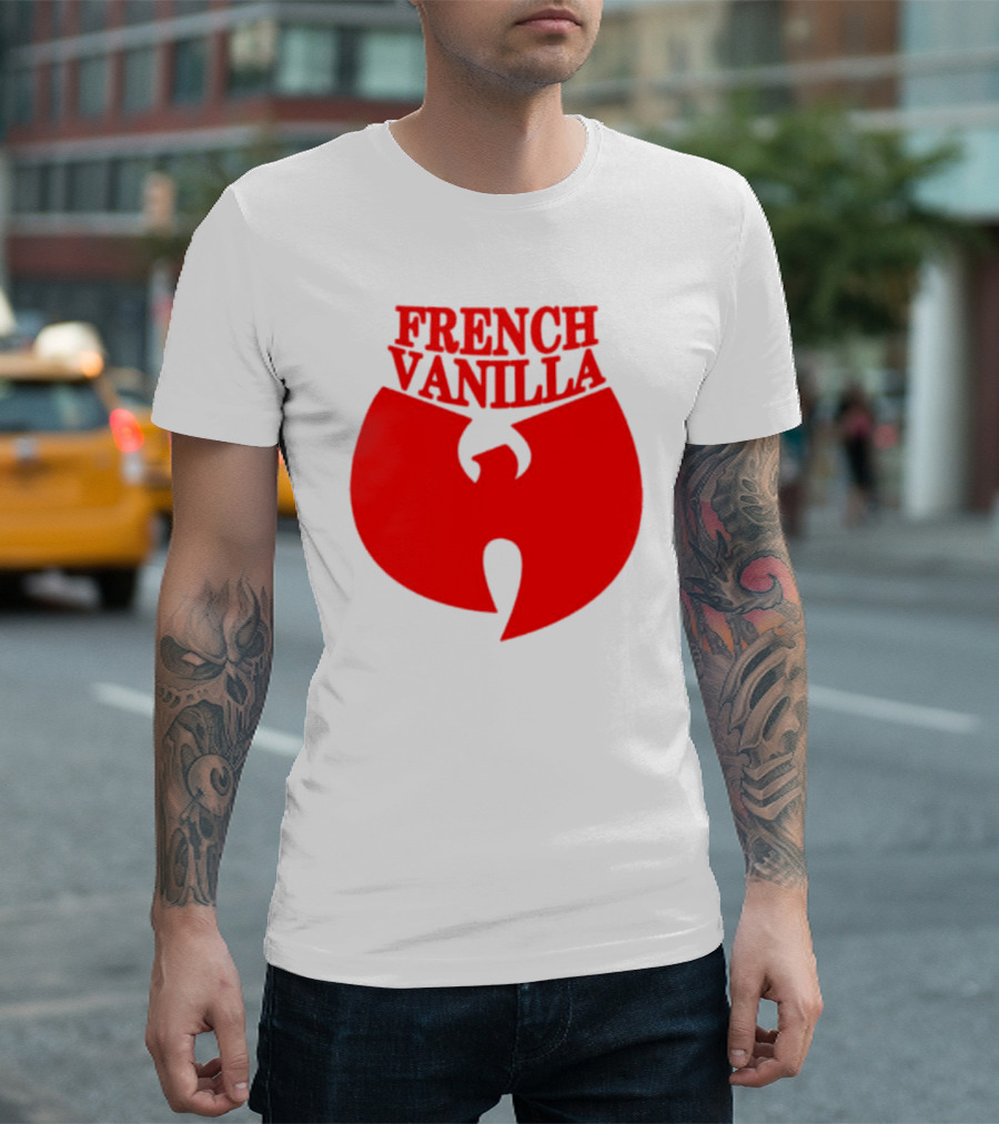French Vanilla Wutang Logo Red Emblem T-Shirt
