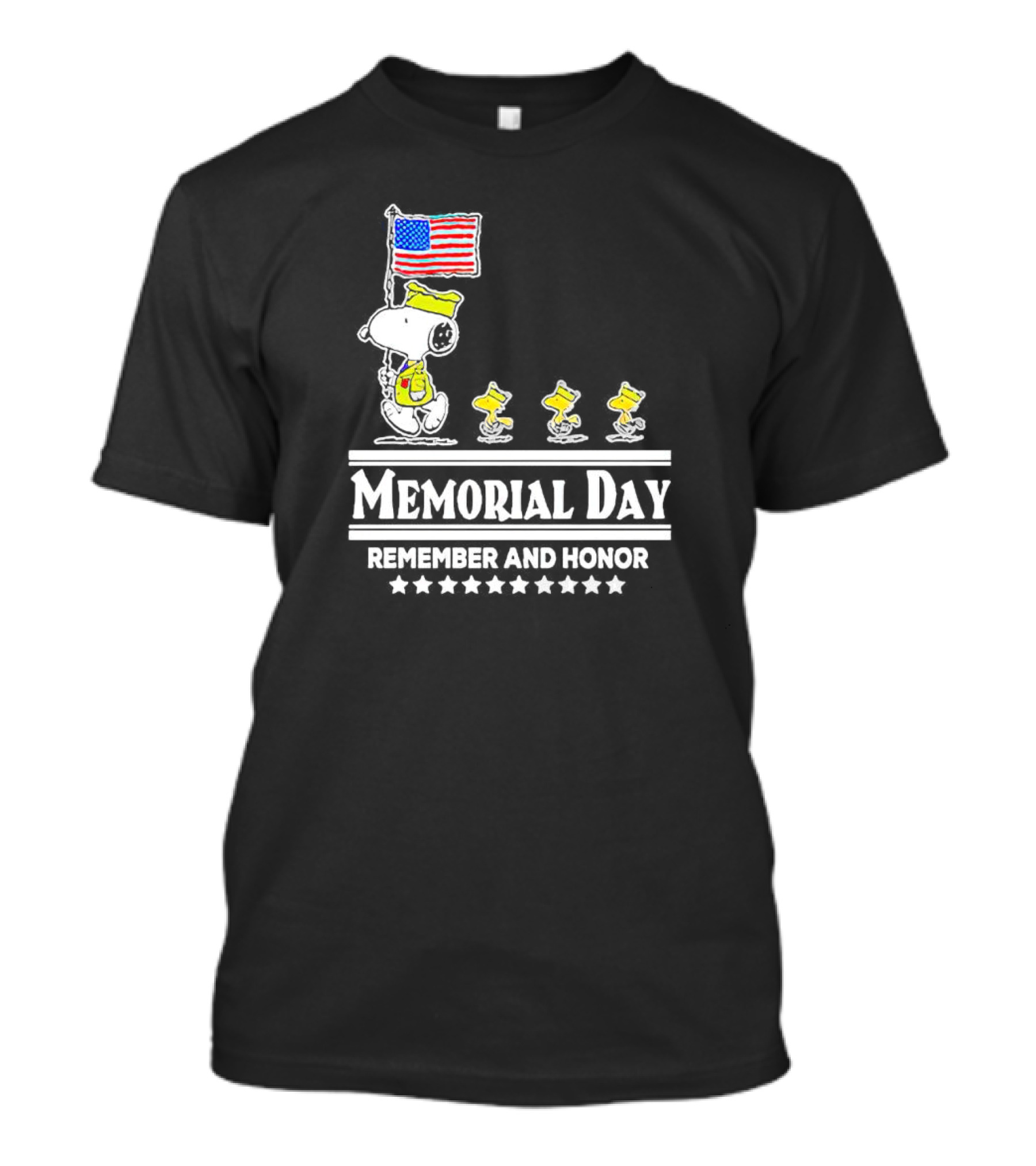 Peanuts Snoopy Memorial Day Remember And Honor American Flag T-Shirt