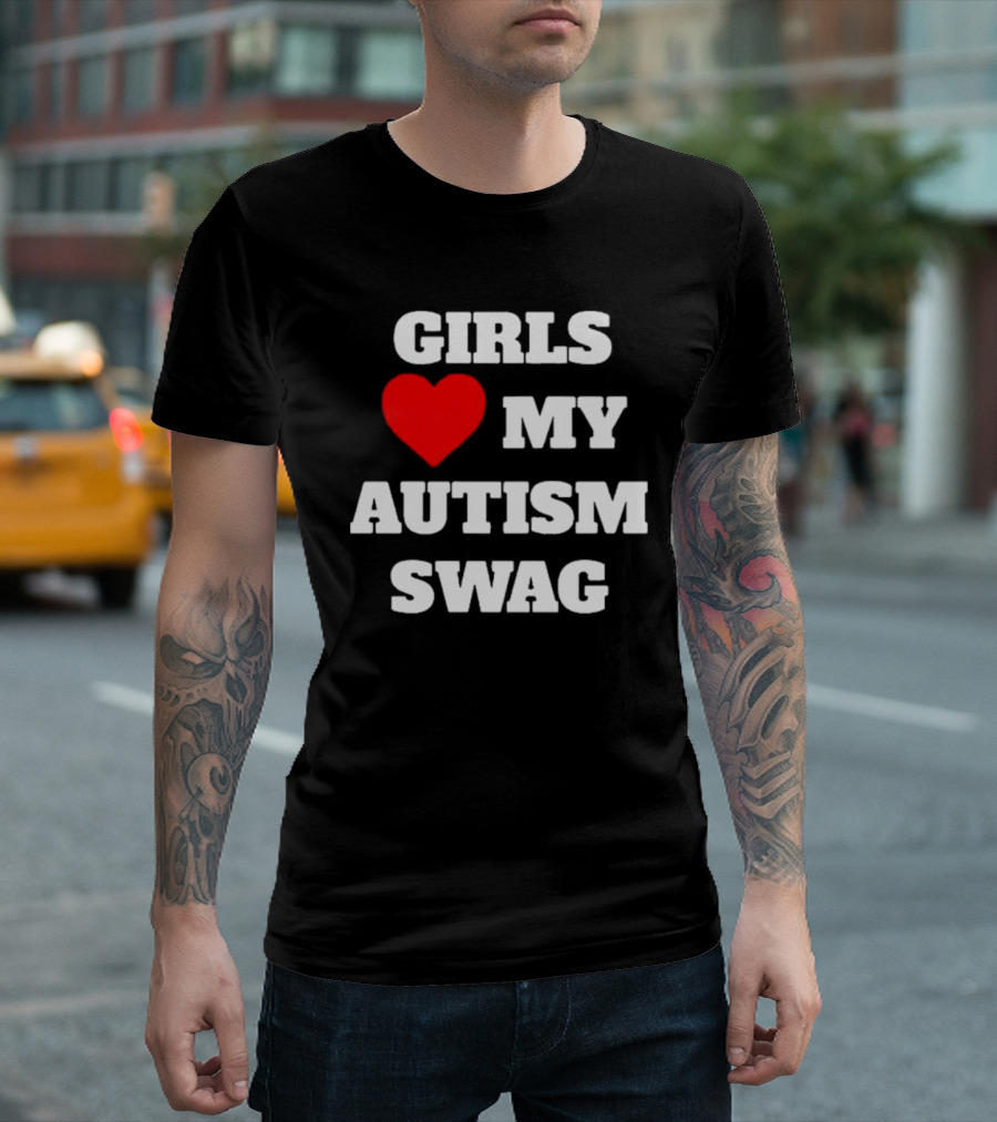 GIRLS LOVE HEART MY AUTISM SWAG T-Shirt