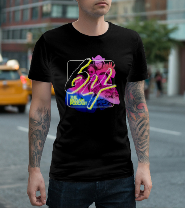 Mega64 Podcast Neon Style Visuals With Retro Characters T-Shirt