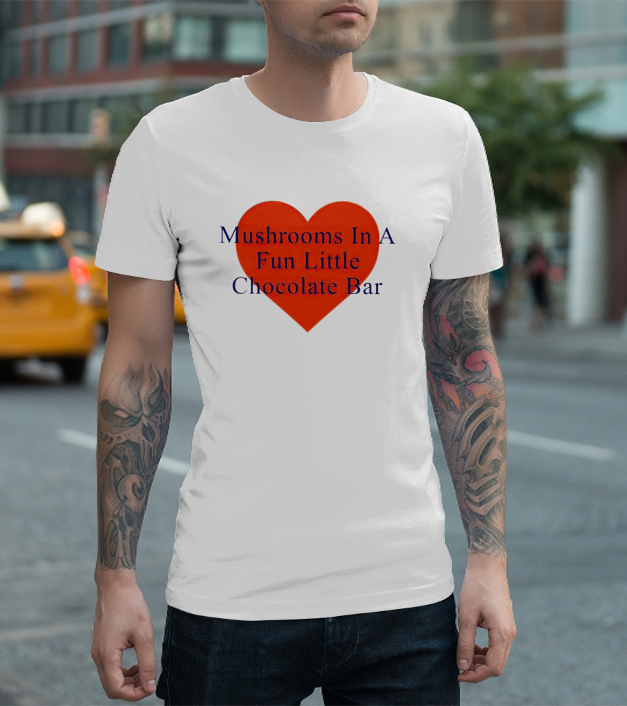 Mushrooms In A Fun Little Chocolate Bar Red Heart T-Shirt