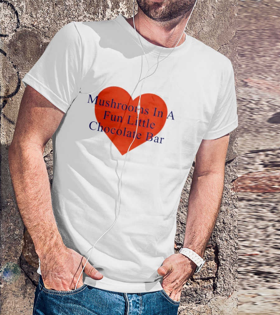 Mushrooms In A Fun Little Chocolate Bar Red Heart T-Shirt