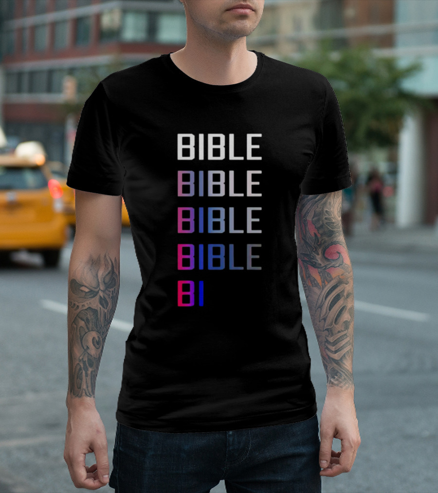 Bible Pride Gradient Multicolor Text Stacked T-Shirt