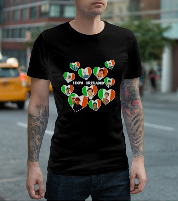 I Love Ireland Irish Flag Hearts T-Shirt