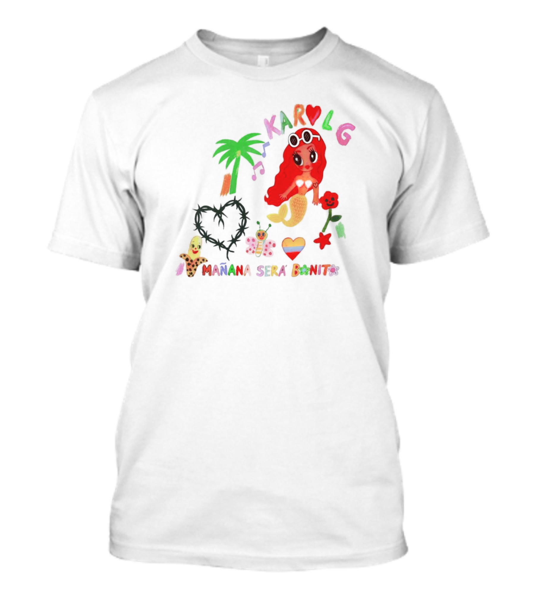 Karol G Mañana Será Bonito Mermaid Palm Heart Music Note T-Shirt