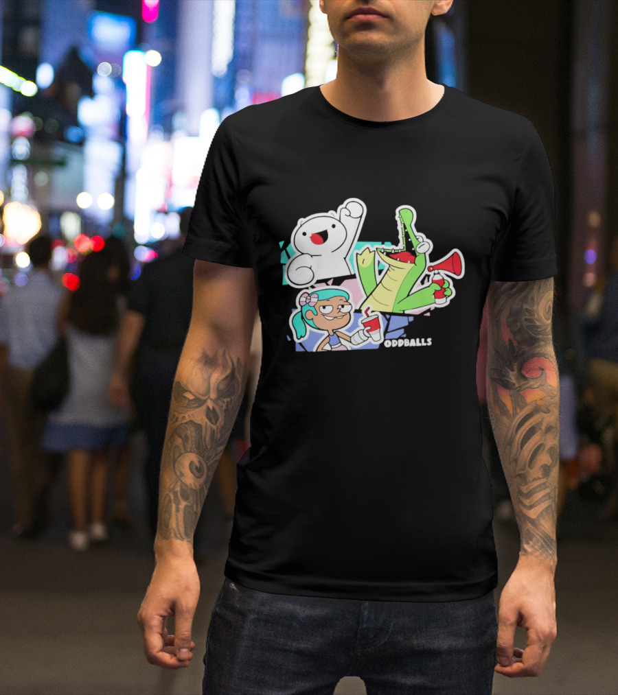 Odd1sout Oddballs Cartoon Trio With Crocodile And Drink T-Shirt