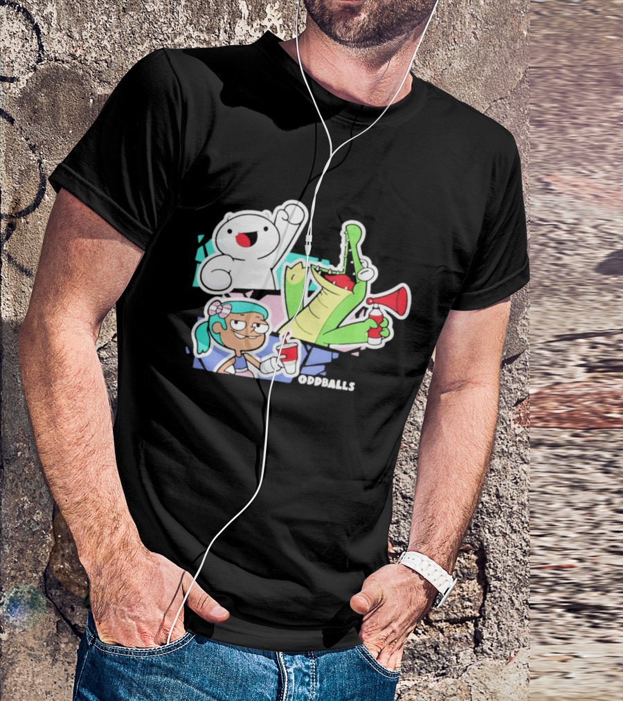 Odd1sout Oddballs Cartoon Trio With Crocodile And Drink T-Shirt