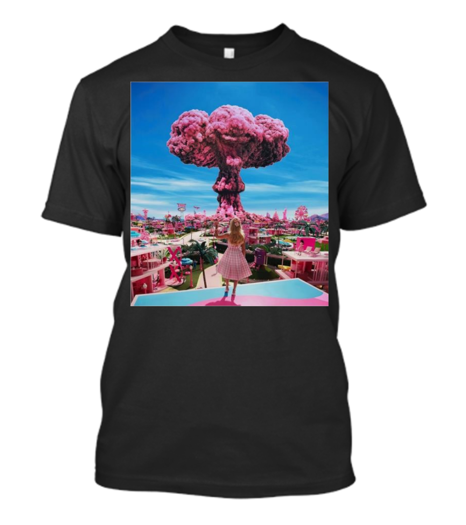 Barbie Oppenheimer Pink Explosion Fantasy Scene T-Shirt