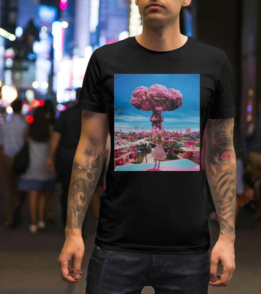 Barbie Oppenheimer Pink Explosion Fantasy Scene T-Shirt