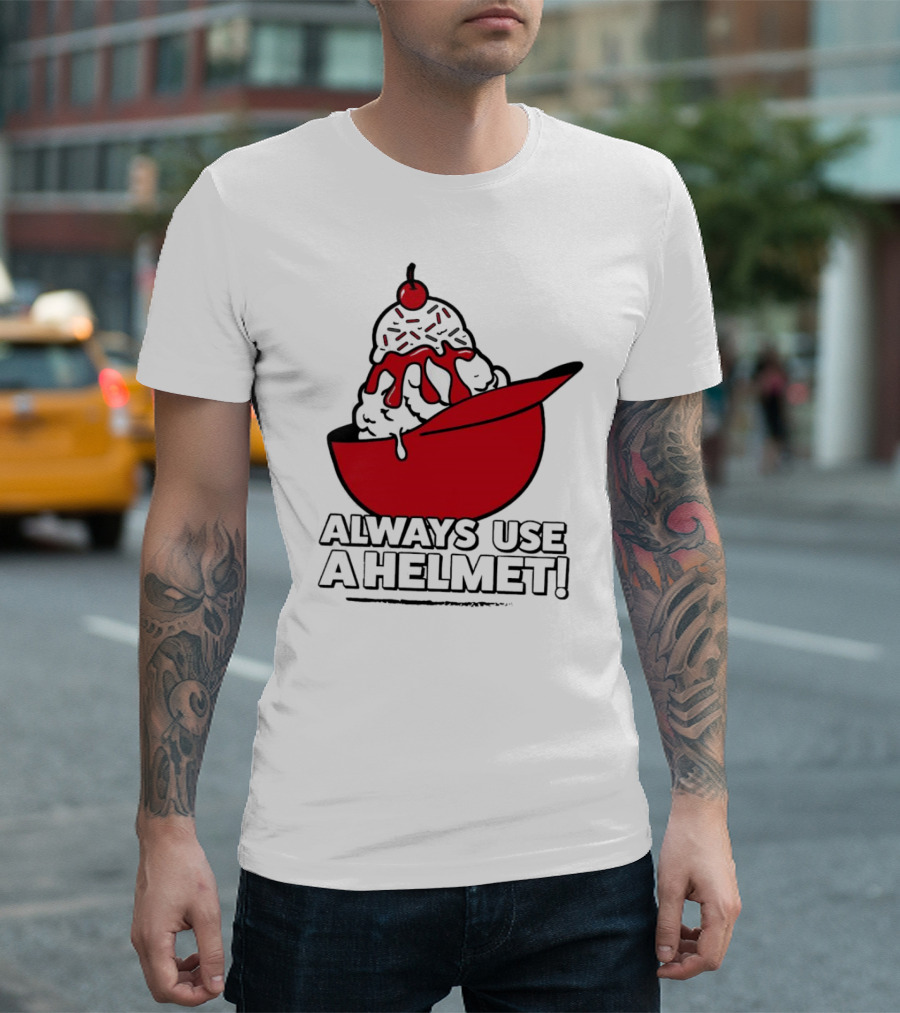 Cincinnati Reds Ice Cream Always Use A Helmet T-Shirt