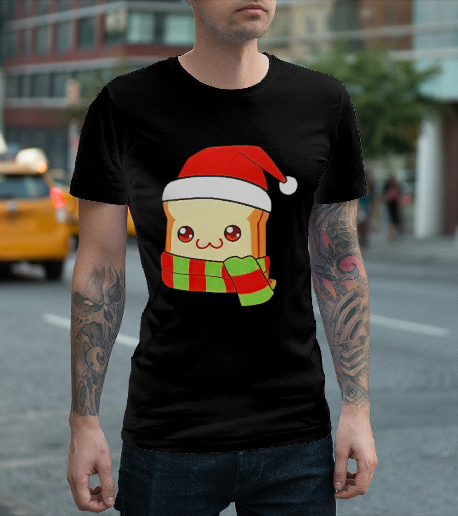 Bundled Bread Christmas Santa Toast Scarf T-Shirt