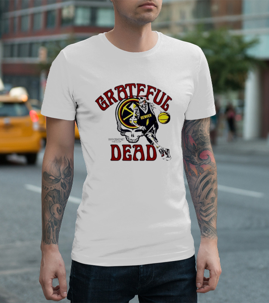 Grateful Dead Denver Nuggets Basketball Skull Skeleton T-Shirt