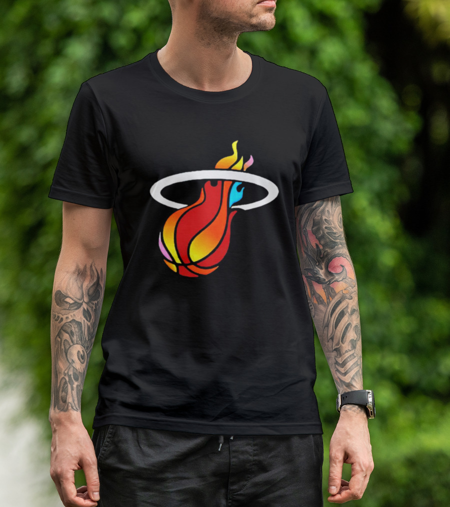 Miami Heat Basketball Flame Icon Mashup T-Shirt