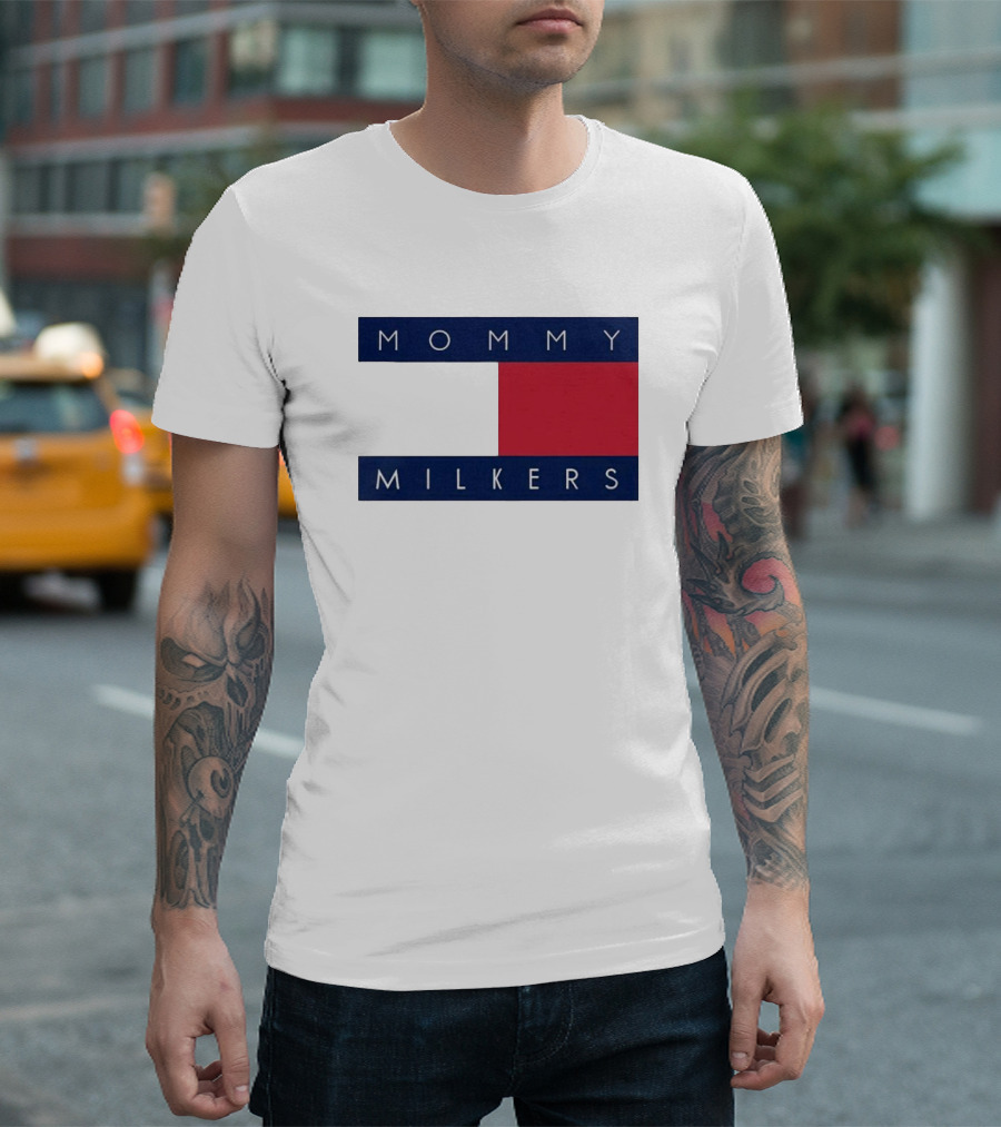 Mommy Milkers Logo Parody Tommy Flag T-Shirt