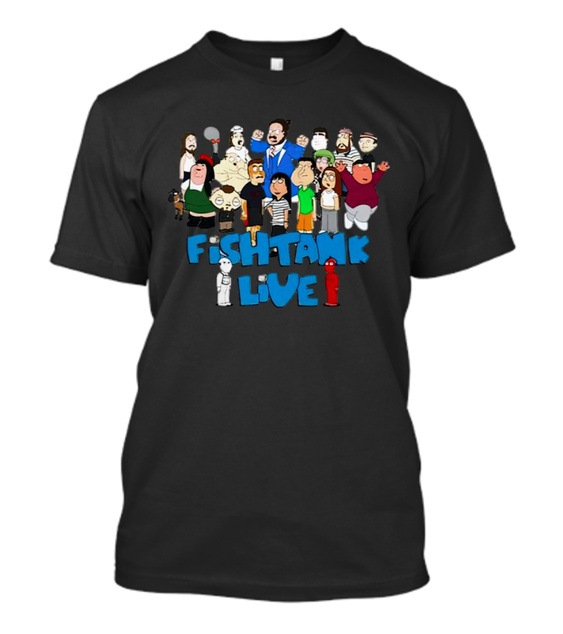 Fish Tank Live Cartoon Character Group T-Shirt