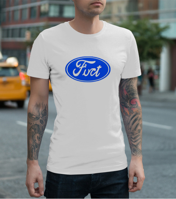 Fuct Funny Ford Logo Parody Oval Blue T-Shirt