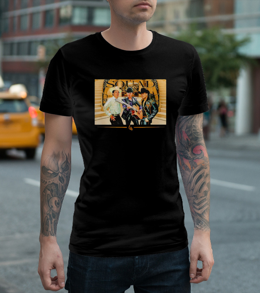 Guariz Squad Trio With Guitars And Staircase Background T-Shirt