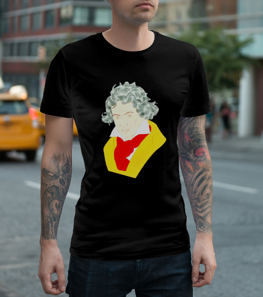 Ludwig Van Beethoven Colorful Portrait in Yellow and Red T-Shirt