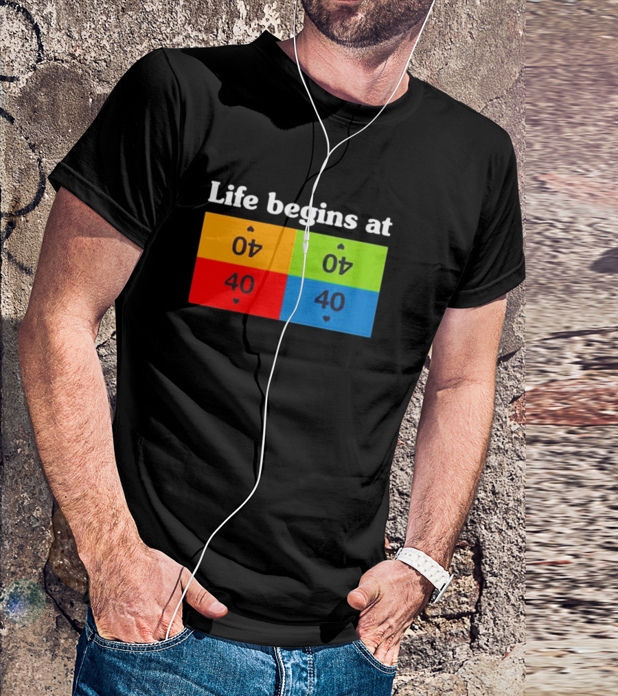 Life Begins At 40 Colorful Playing Card Symbols T-Shirt